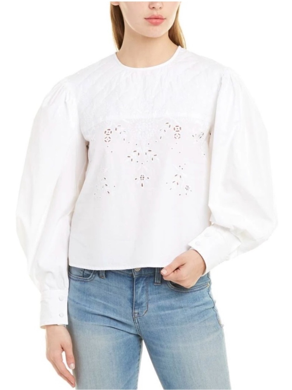 ISABEL MARANT ÉTOILE Wona Embroidered Cotton-poplin Blouse In White Size EU36